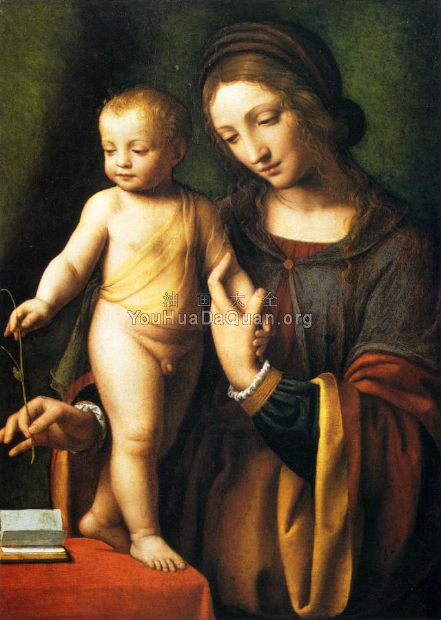 The Virgin And Child With A Columbine - 伯纳迪诺·卢伊尼